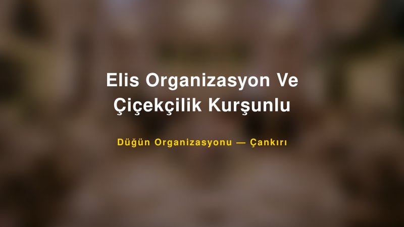 Elis Organizasyon Ve Çiçekçilik Kurşunlu Çankırı Düğün Organizasyon Firması